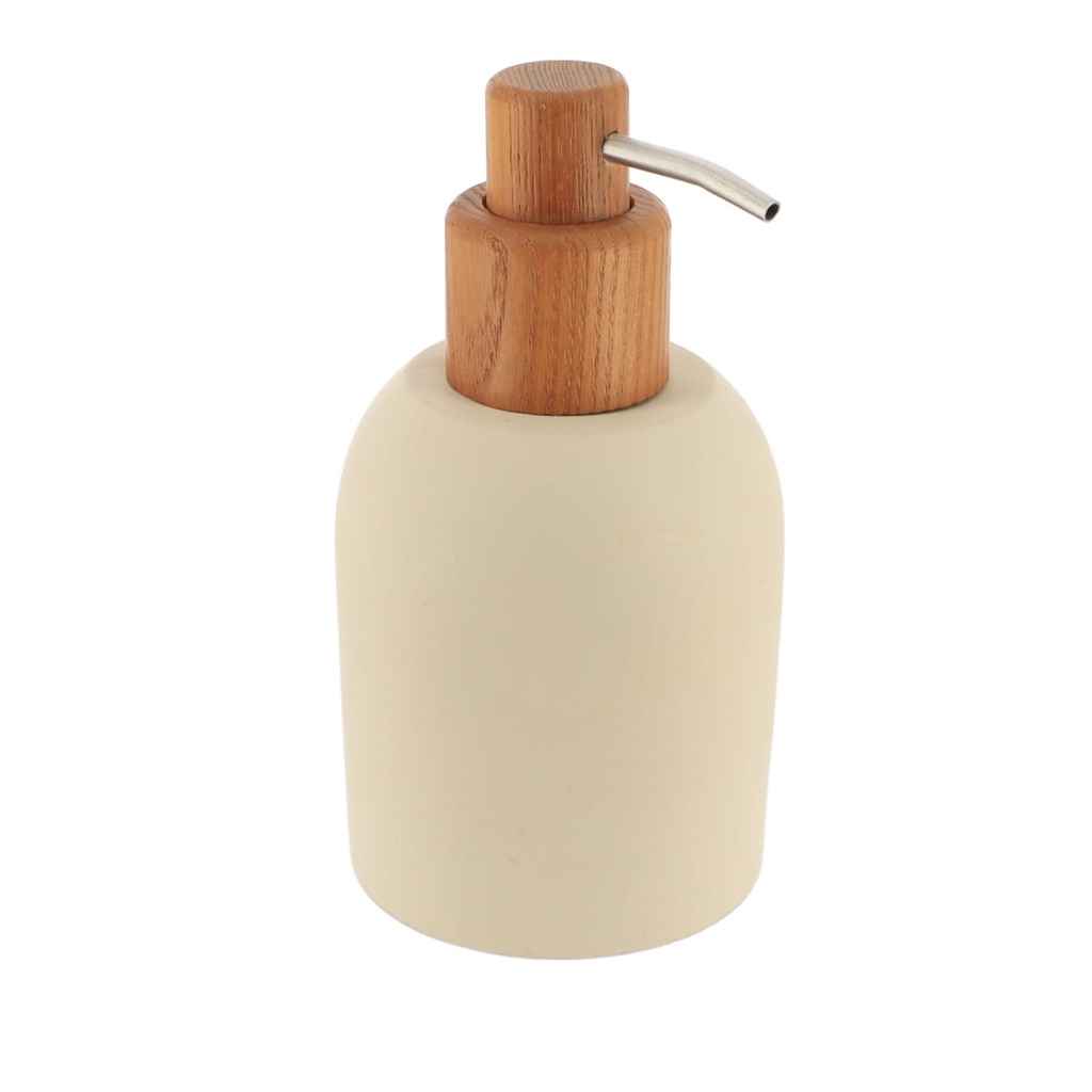 DISTRIBUIDOR DE JABON CEMENTO CON BOMBA DE ACACIA 230ML - BEIGE