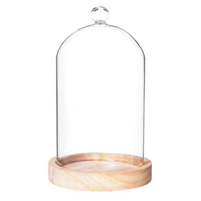 CAMPANA DE CRISTAL CON BASE MADERA