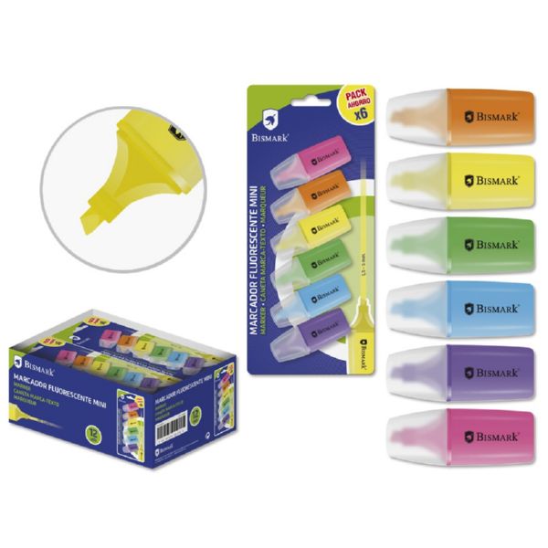 SET 6 MINI ROTULADORES FLUORESCENTES NEON