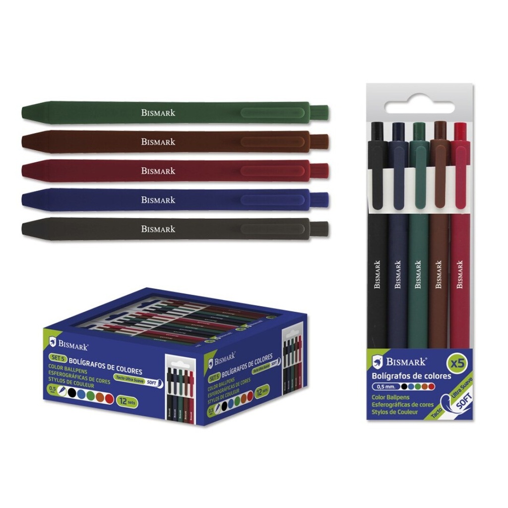 PACK 5 BOLIGRAFOS SOFT TINTA  0.7MM