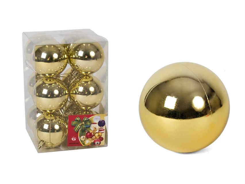 SET 12 BOLAS ORO BRILLO 6 CM