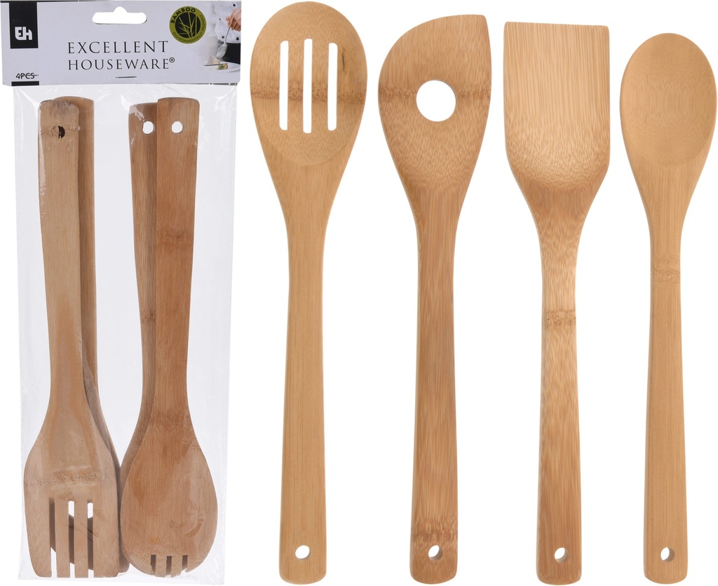 UTENSILIOS DE COCINA BAMBÚ 4 PIEZAS