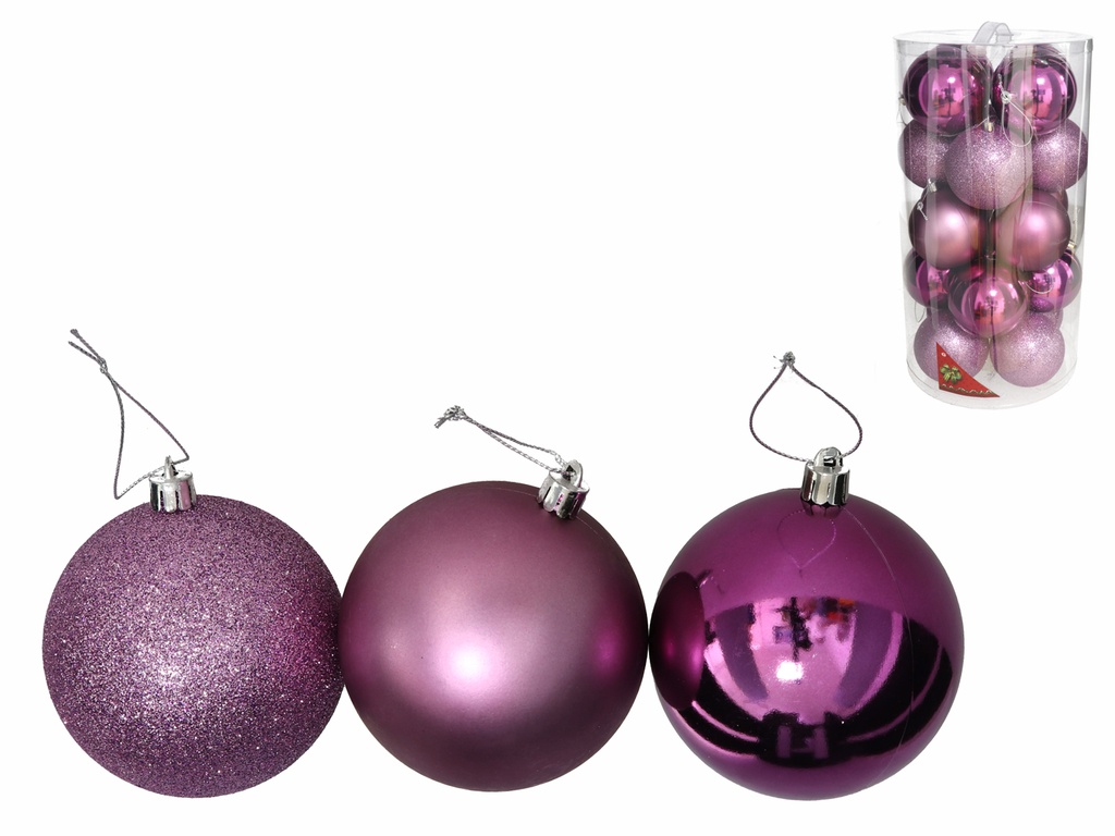 BOTE 20 BOLAS NAVIDAD VIOLETA 8CM