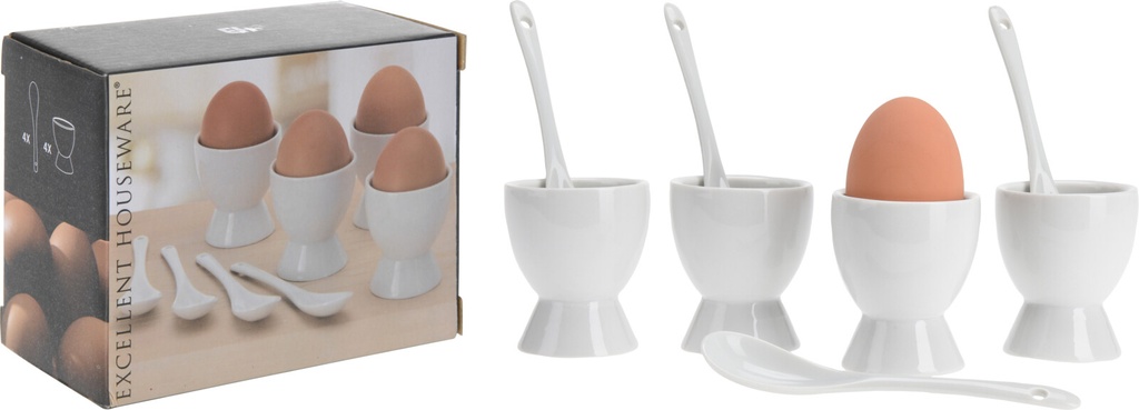 SET 4 HUEVERAS PORCELANA