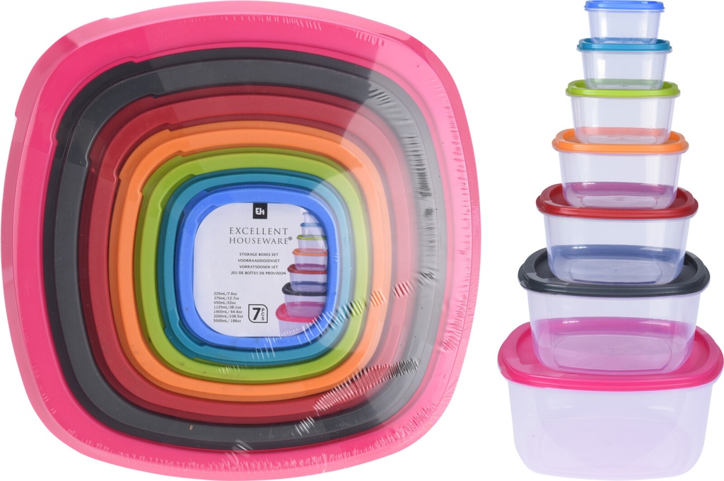 SET 7 RECIPIENTES PLASTICO RAINBOW