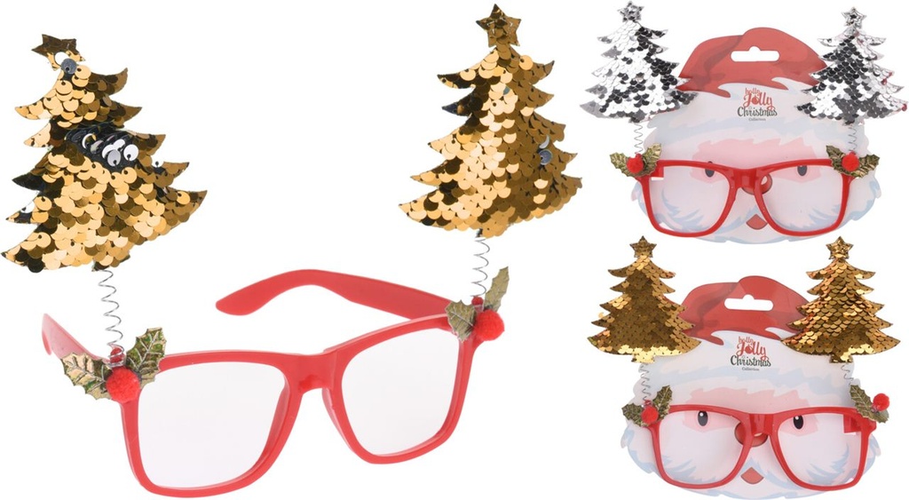 GAFAS NOEL CON ARBOL LENTEJUELAS 17X16CM