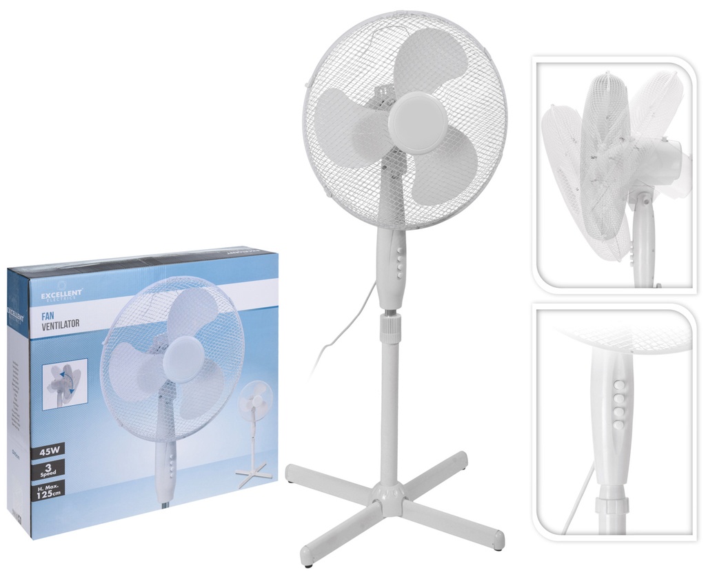 Ventilador Pie De 40 Cm. Bco