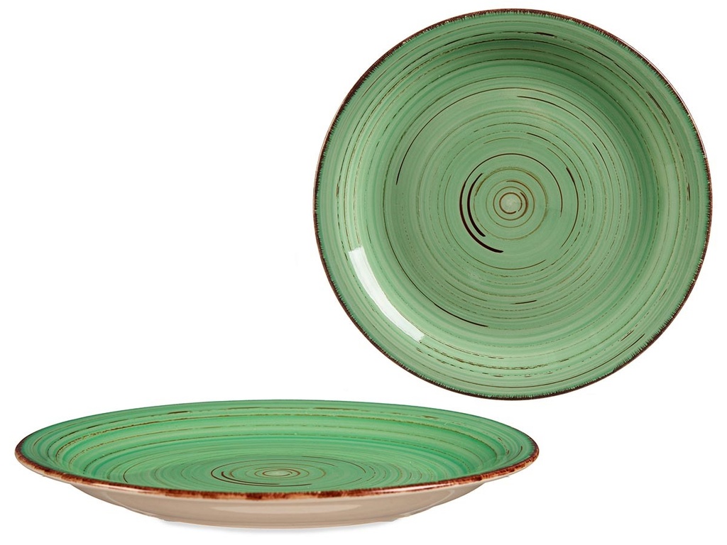 PLATO LLANO GRES VERDE CON BORDE