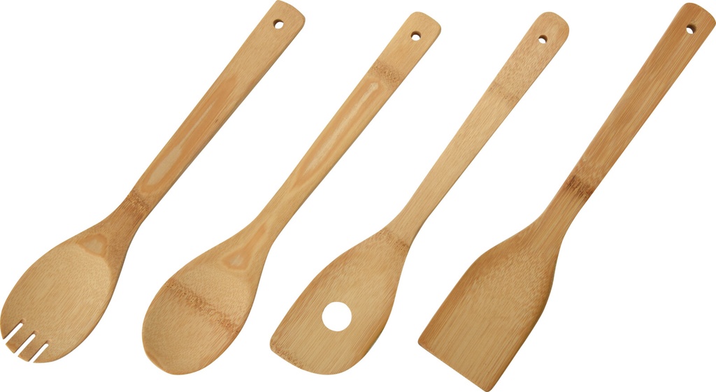 UTENSILIOS DE COCINA BAMBU 4PZ