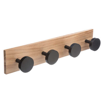 PERCHERO MADERA 4 POMOS NEGROS