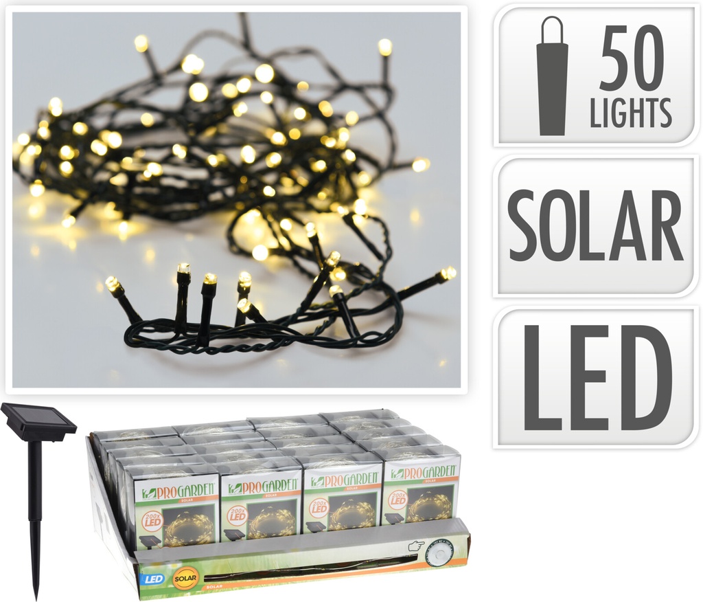 GUIRNALDA SOLAR 50 LED CÁLIDA