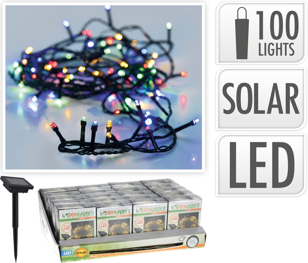 GUIRNALDA SOLAR 100 LED MULTICOR