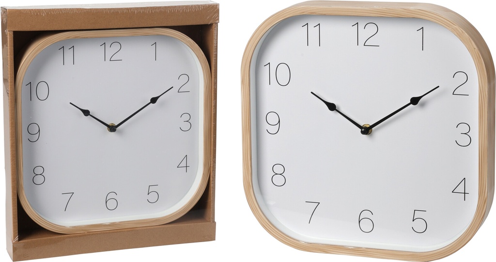 RELOJ MADERA NÓRDICO CUADRADO 30X30CM