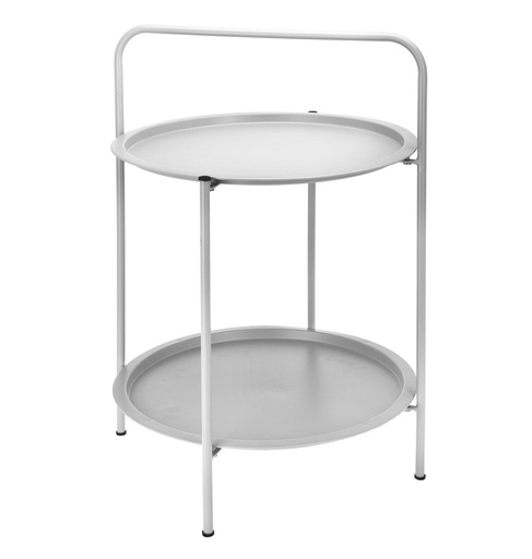 [X99000830] MESA REDONDA METAL GRIS MATE