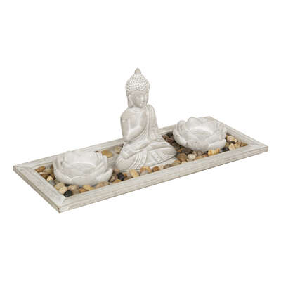 [193286JJ] JARDÍN ZEN &quot;PADMAVATI&quot;, CEMENTO Y MADERA, GRIS, 33X14 CM