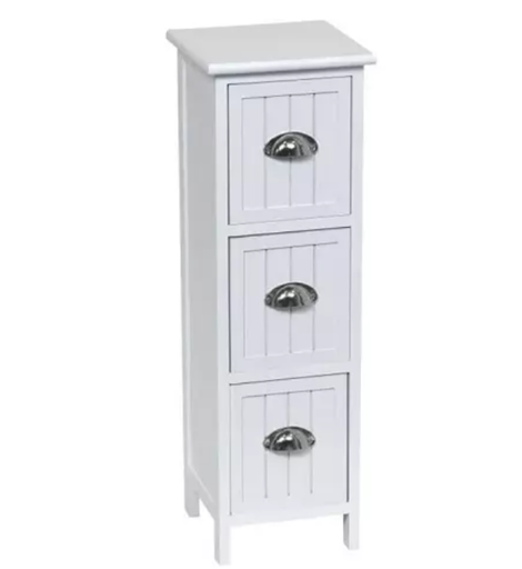 [9817100TE] MUEBLE DE MADERA 3 CAJONES BLANCO