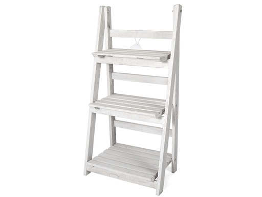 [675345G] ESCALERA 3 ESTANTES MADERA BLANCA