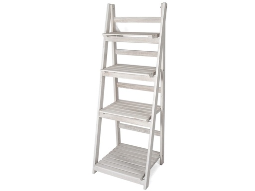 [675376G] ESCALERA 4 ESTANTES MADERA BLANCA