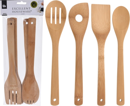 [784200080] UTENSILIOS DE COCINA BAMBÚ 4 PIEZAS