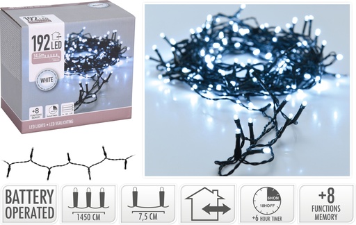 [AX8415030] GUIRNALDA 192 LED BLANCA - PILAS