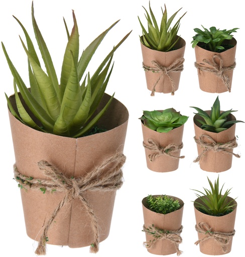 [317002830] MACETA PAPEL CON PLANTA ARTIFICIAL 15CM