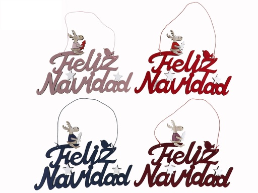 [997751G] COLGANTE FELIZ NAVIDAD 22X15CM 4STD