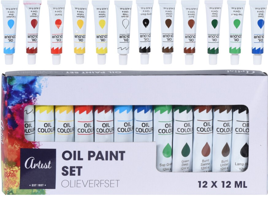 Kit Estuche Pintura Óleo Obertone Arte Tubo 12 Colores 12 Ml