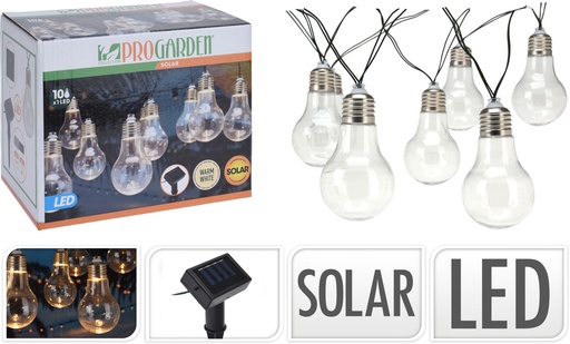 [DX9510080] GUIRNALDA BOMBILLAS LED CÁLIDAS SOLARES